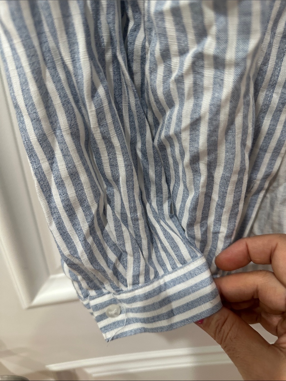 Eden & Olivia women’s Light Blue Striped Button-Up Shirt Jacket ⚽️ - Picture 3 of 7